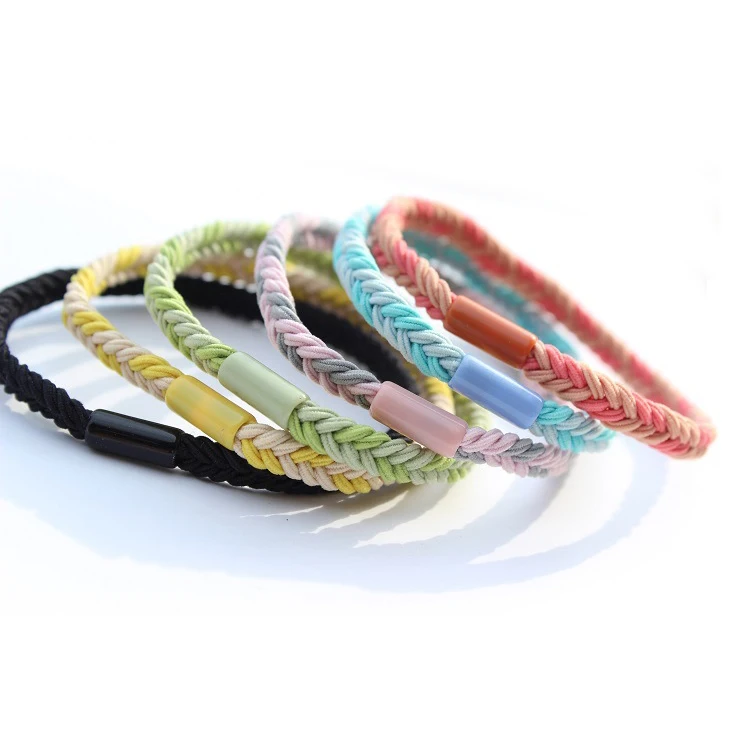 Candy Color Bracelet Hair Ties Braided Ponytail Holders Twisted Elastic Hair Ties