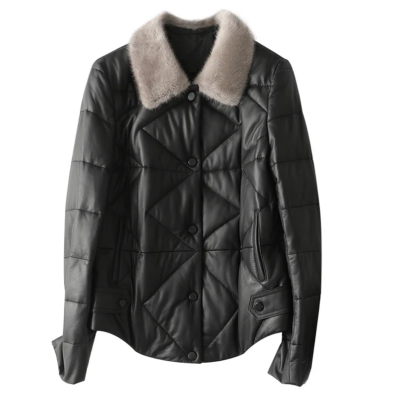 Autumn and winter new fur coat women short slim fashionable mink fur collar fur coat women