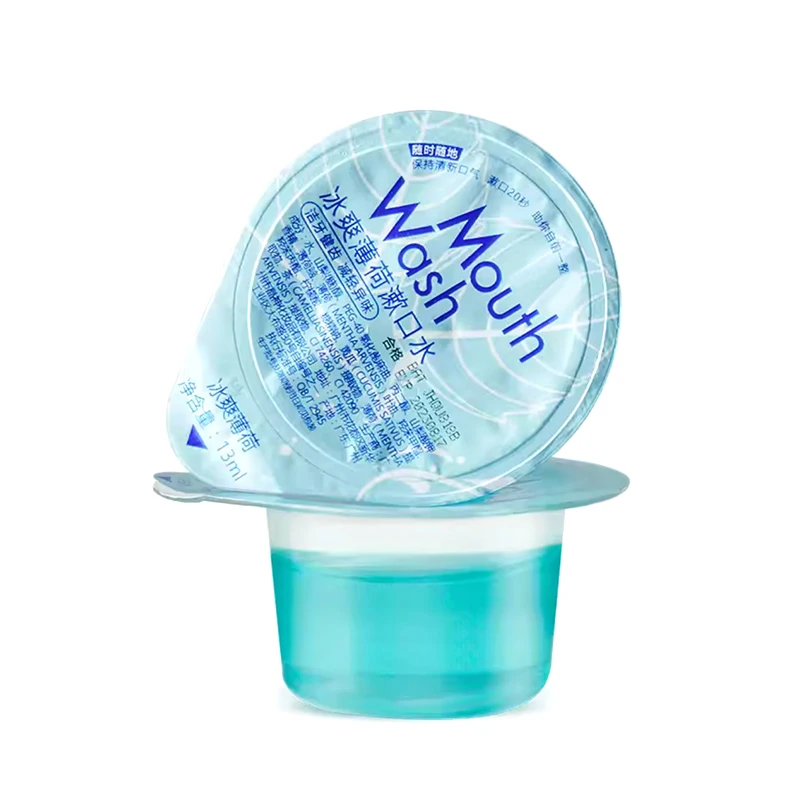 Disposable custom logo oral care freshing breath  mint flavor jelly cup mouth wash