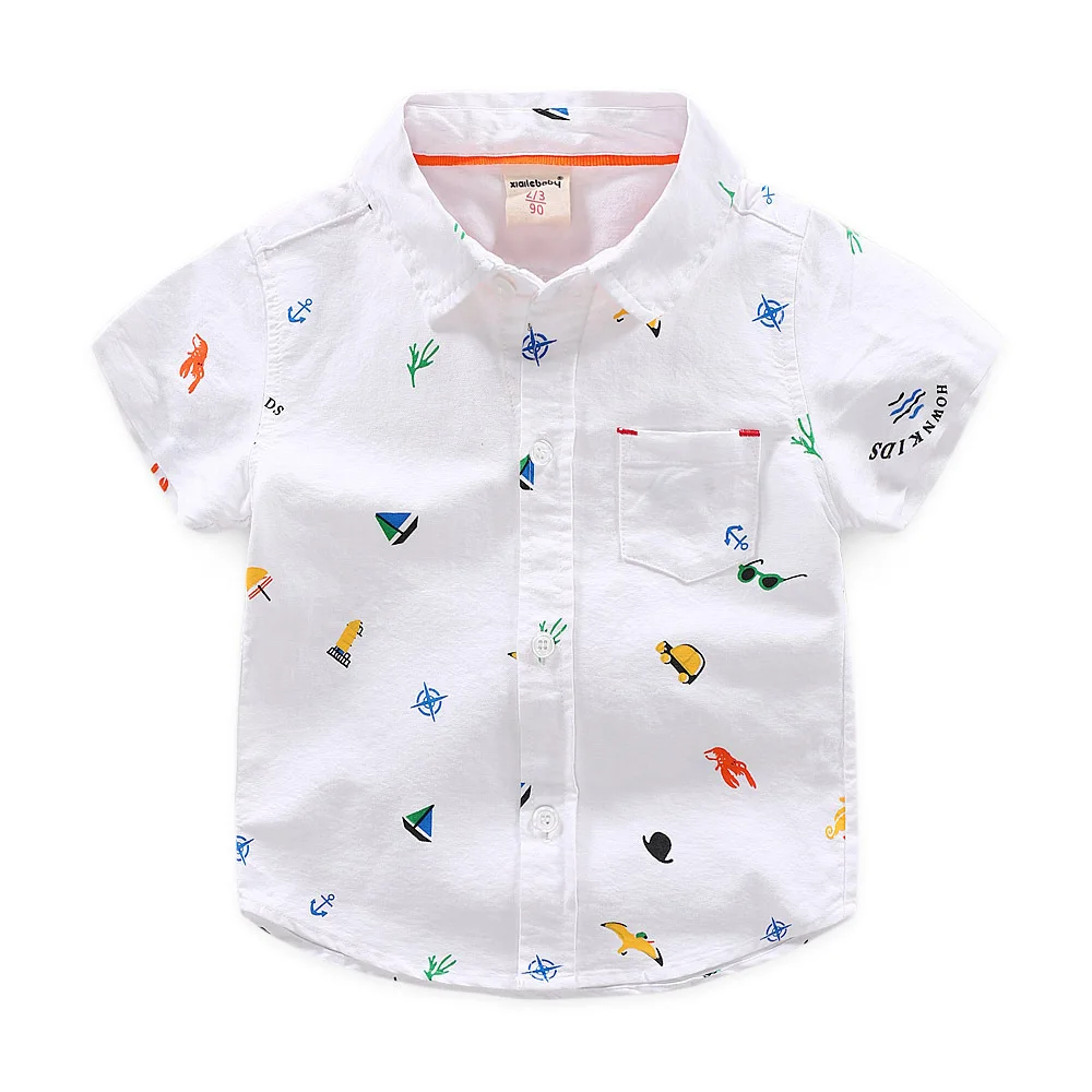 
Wholesale Price Cartoon Baby Boys Short-Sleeved Pocket Shirts 