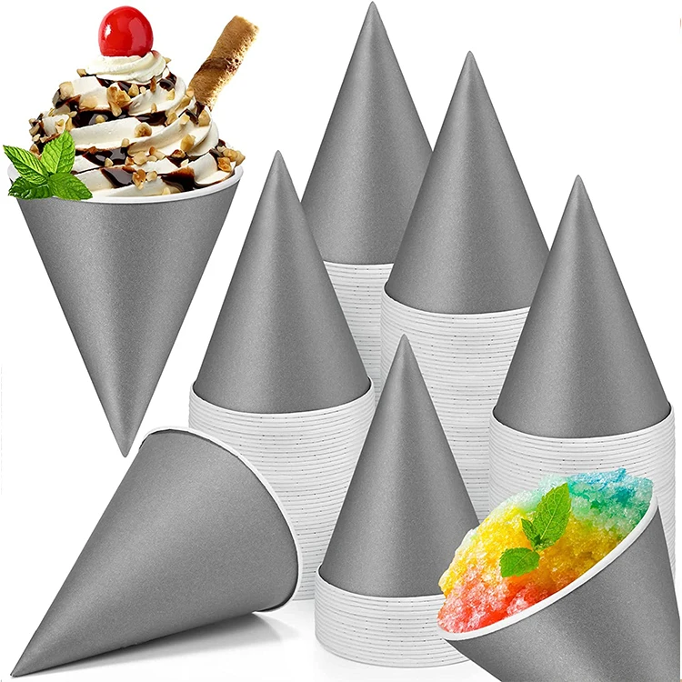 Custom Disposable Cone Water Paper Cups Biodegradable 6oz Ice Cream Kraft paper Cups