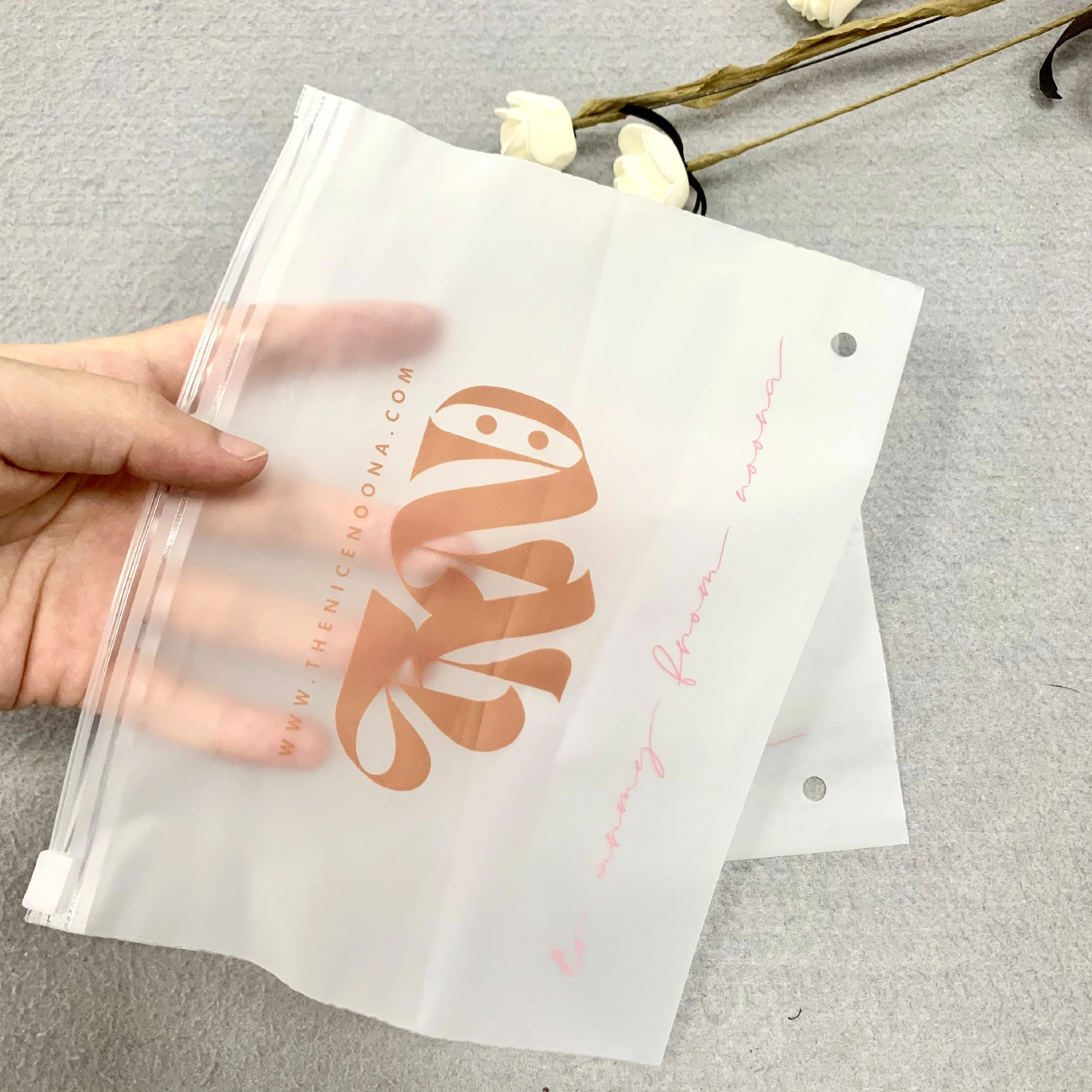 LMJ Custom Logo Pouches Frosted Printed Ziplock For Clothes Package Eva Cosmetic Packaging Bag Customized Plastic Zipper Bags