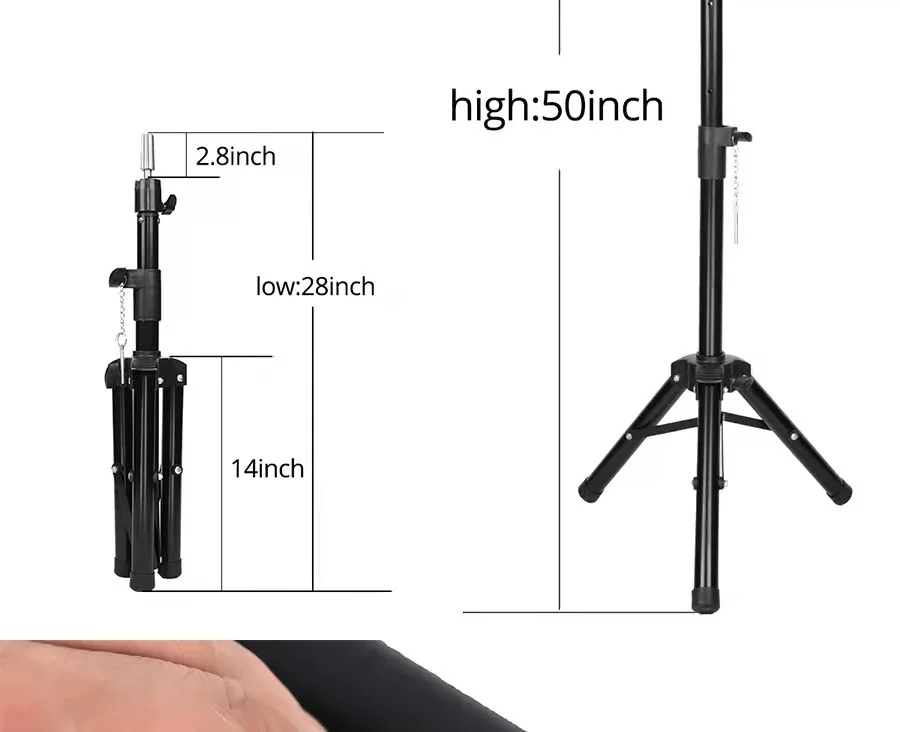 Hairdresser Training Mannequin Head Holder Metal Adjustable Wig Tripod Stand For Hair Making