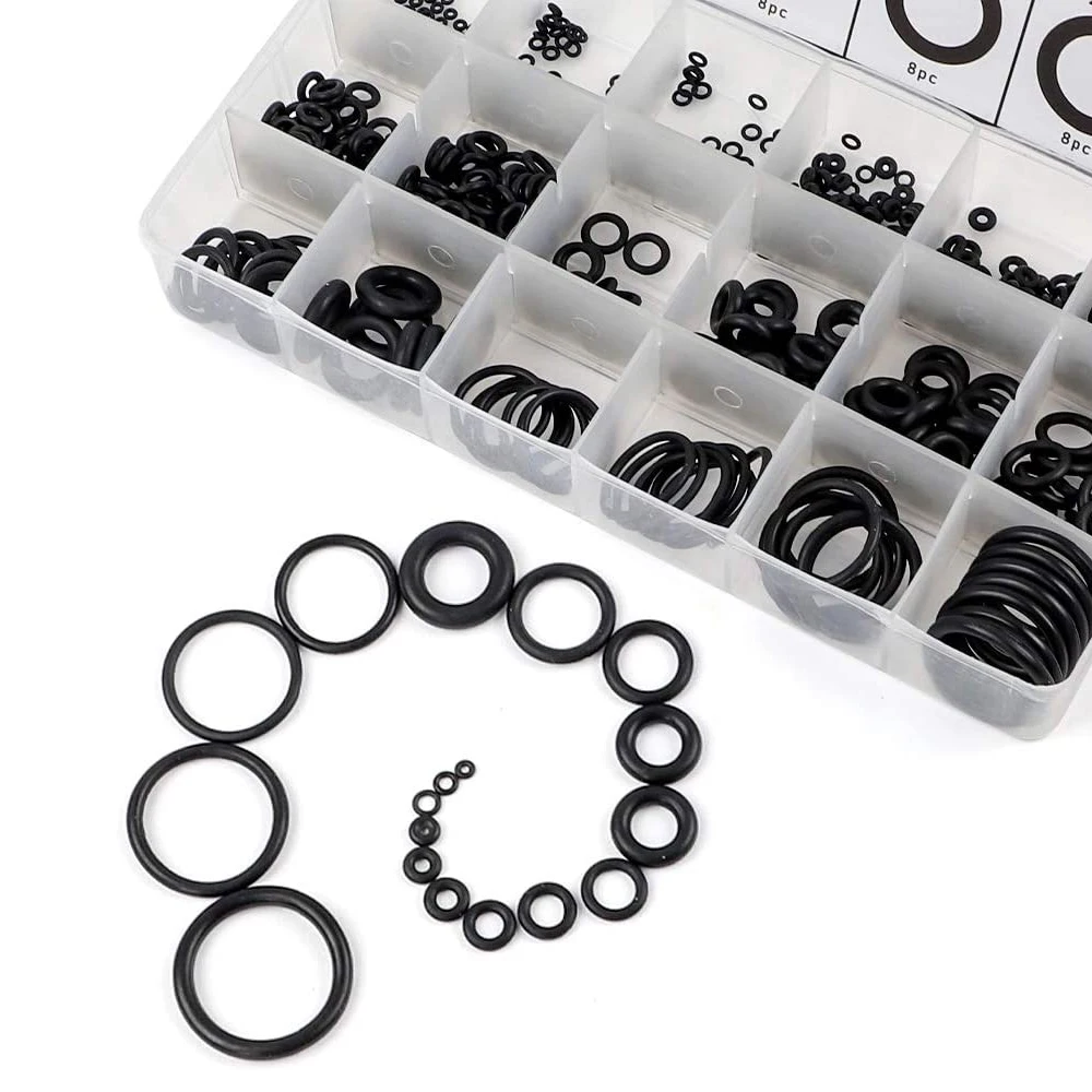 
270 pcs 18 Sizes Black Rubber O Ring Assortment Washer Gasket Replace Part Sealing O-Ring Kit 