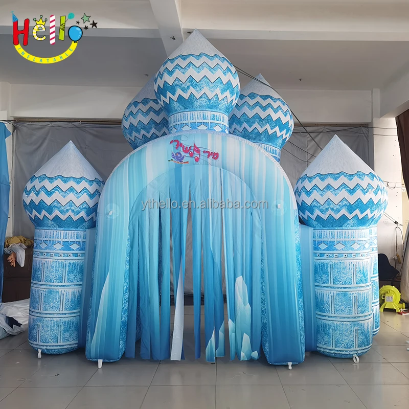 blue castle princess bases snow ice inflatable gate for castles party