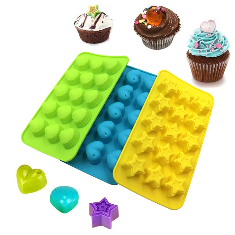Assorted color 100% Nonstick  star chocolate silicon number cake mold