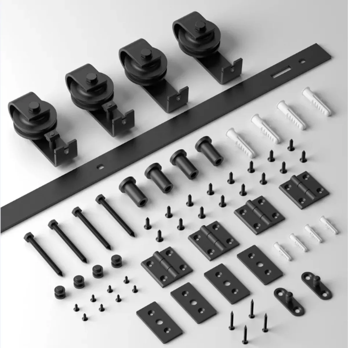 Hoone Wholesale Bifold Bypass Double Sliding Wood Barn Door Hardware Rail Track System Kit Fittings
