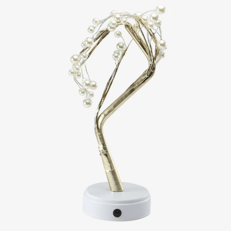 LED tree light with pearl table top lighted christmas tree copper 36L copper wire sparkling tree with lights