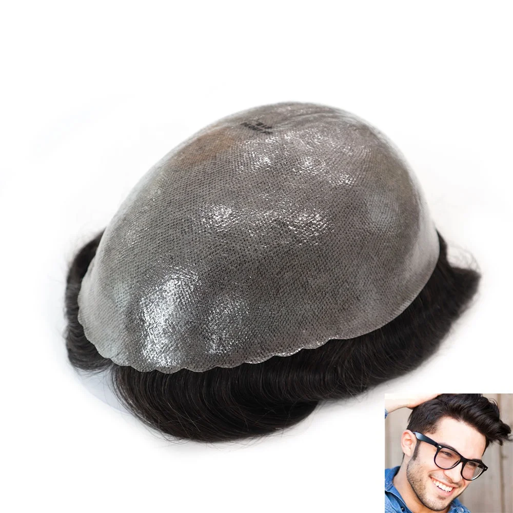 Кожа 100% человеческих волос парик для мужчин парик из натуральных волос для мужчин