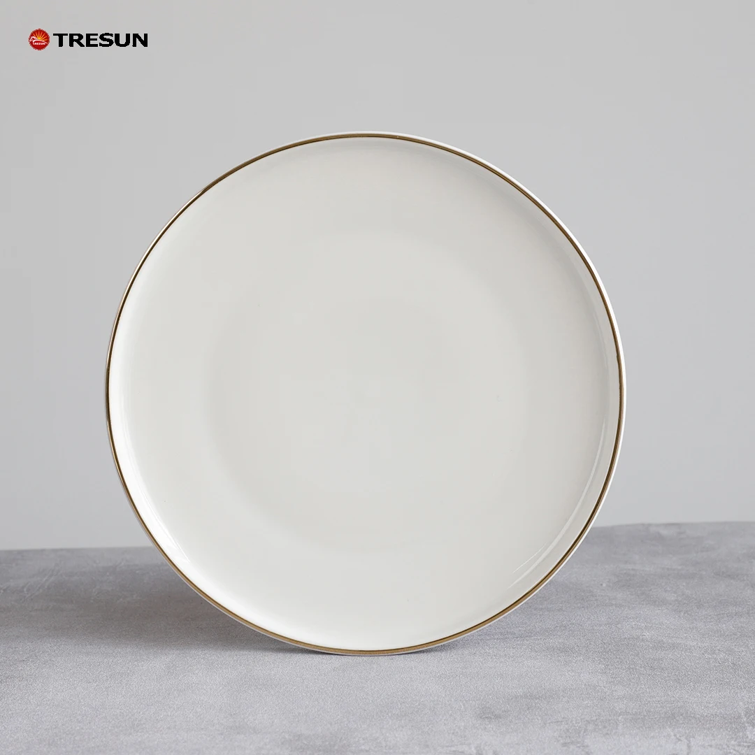 24 pcs service for 4 6 plates and bowls white gold rim new bone china dinnerware set