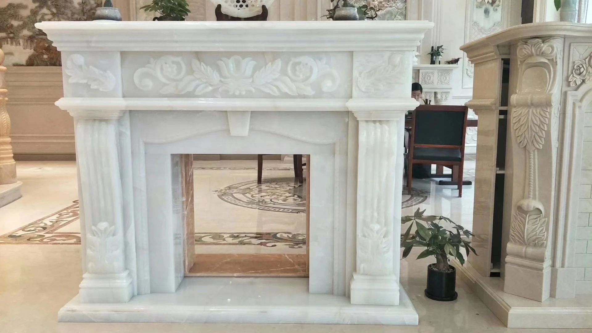 BOTON STONE Pure White Marble Dtone Fireplace Decorative Fireplace Fireplace Mantel