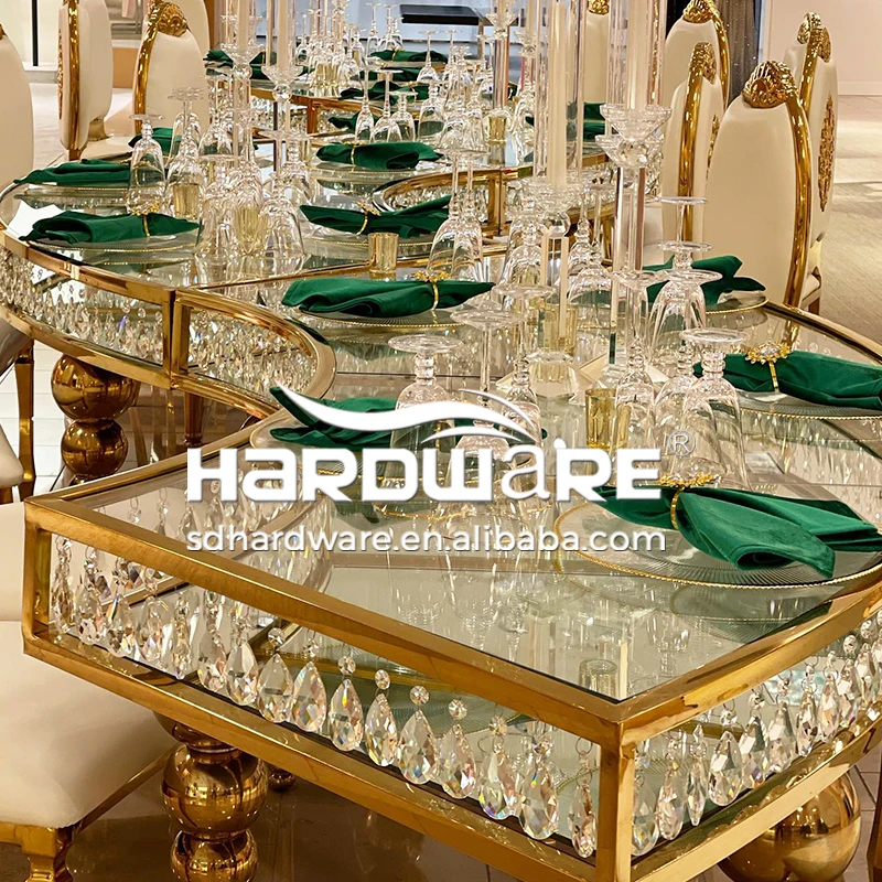 Современный Свадебный банкетный стол из нержавеющей стали в форме S для отеля