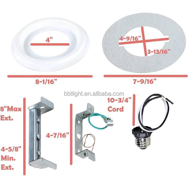 USBBT Recessed Lighting Converter Kit, 8-inch Diameter, White Plastic Ferrule