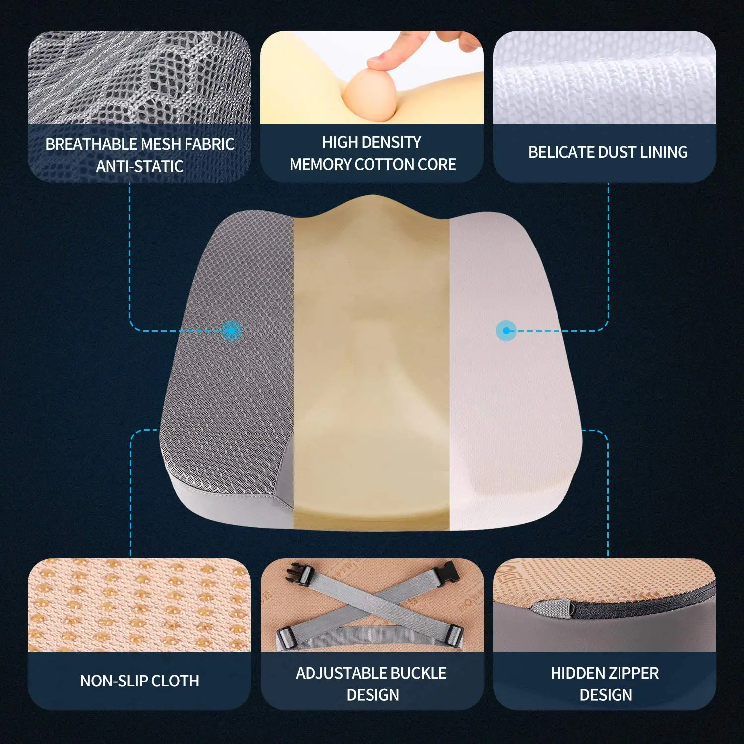 Kingworth Factory Wheelchair Pain Relief Tailbone Special Memory Foam Car Seat Cushion