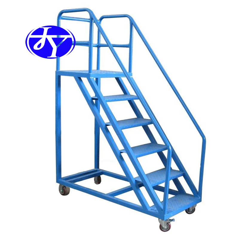 high capacity warehouse cargo ladder push trolley cart