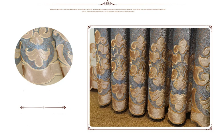 Wholesale European Style Drapes Luxury Cloth Curtains with Flower Embroidery for Living Room Bedroom Villa