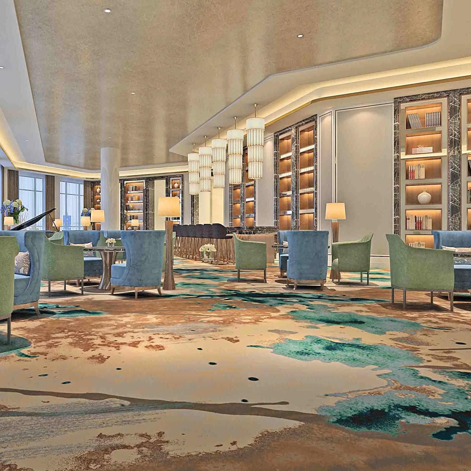 The exquisite floral carpet can be customized for commercial hotels and restaurants.