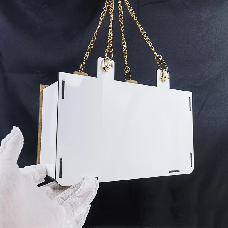 Wooden Sublimation handbag customized printing bag with metal chain DIY wood craft