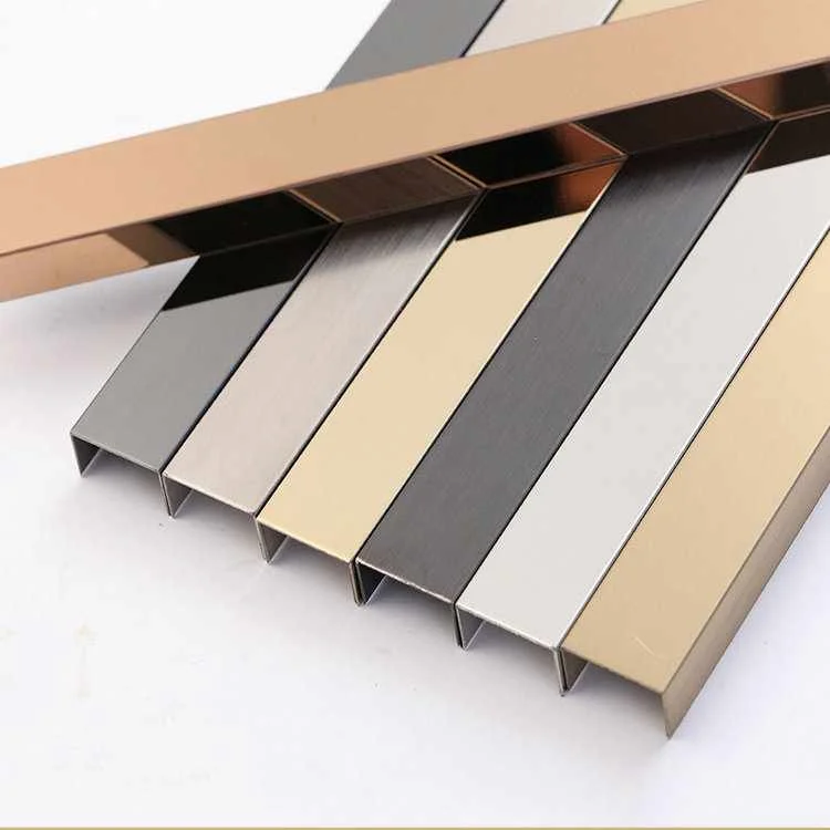 Commercial Use Brass Mirror 1.0mm Thickness Stainless Steel U Channel Trim Frame Glass Door Floor Wall Edge Trim Protection