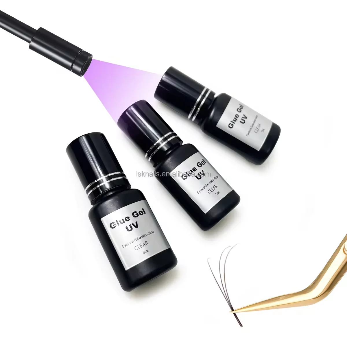 Private Logo Long Last 1S Drying Eyelash Extension Glue Adhesive PMMA Free Waterproof/Oil Proof LEDUV Lamp Glue Eyelashes Tools