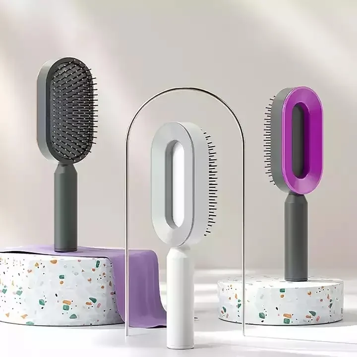 Personalized 3d New One Key Clean Design Massage Comb Air Cushion Easy Clean Hairdressing Self Cleaning Hair Brushes For Women