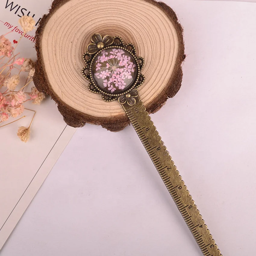 
3d засушенные цветы Luyun, линейка из сплава в стиле ретро, Закладка 