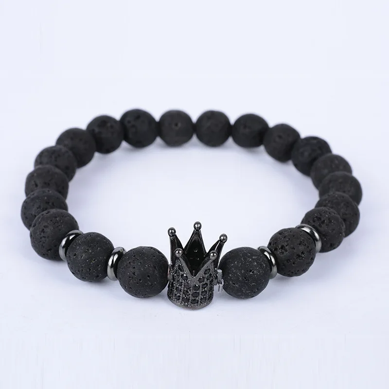 Wholesale Popular Hot selling accessories micro inlaid black crown creative volcanic rock Bracelet