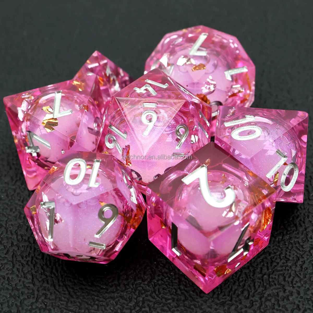 Resin DND Dice Set RPG Board Games Polyhedral Sharp Edge Dice  DND Gift Handmade Role Playing Table Game Dices-Liquid 13