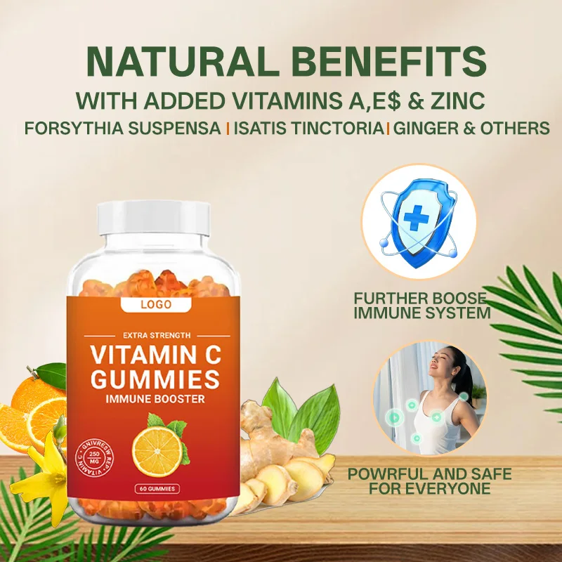 OEM gummy kids vitamins c pectin gummies food supplement collagen pour la peau et vitamin c en gummy for skin