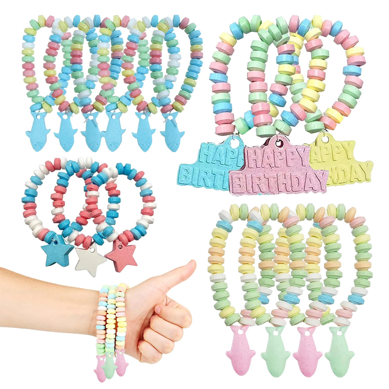 (Free Sample)Custom Label Compressed Tablet Hard Candy Necklace and Bracelet Bulk Wholesale