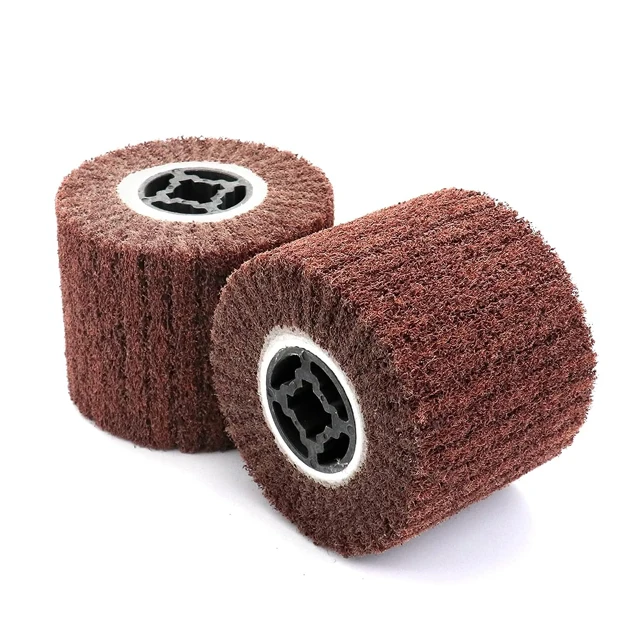 Non-woven Polishing Brush Wire Drawing Wheel For Stainless Steel Copper aluminum Nylon Abrasive Flap Drum