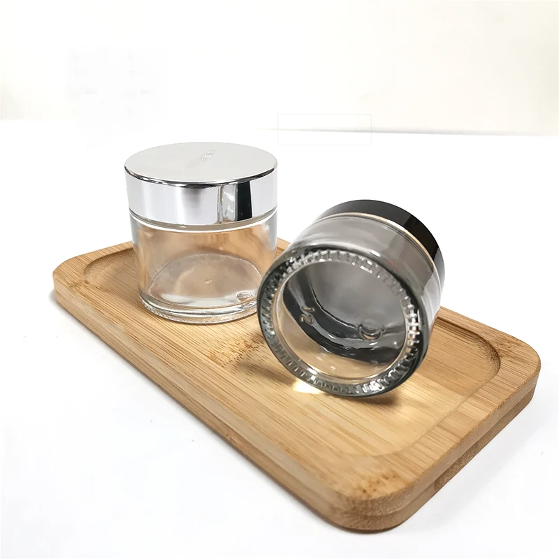 Hot sale cosmetic face cream container 15ml 20ml 30ml 50ml 60ml clear glass jar with lid