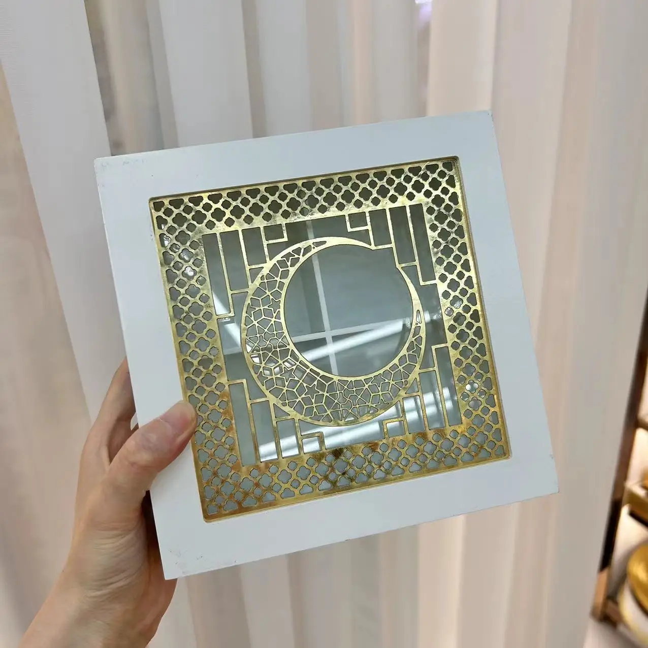 4 6 9 cube wooden muslim mosque moon snack box for islamic bakery packaging