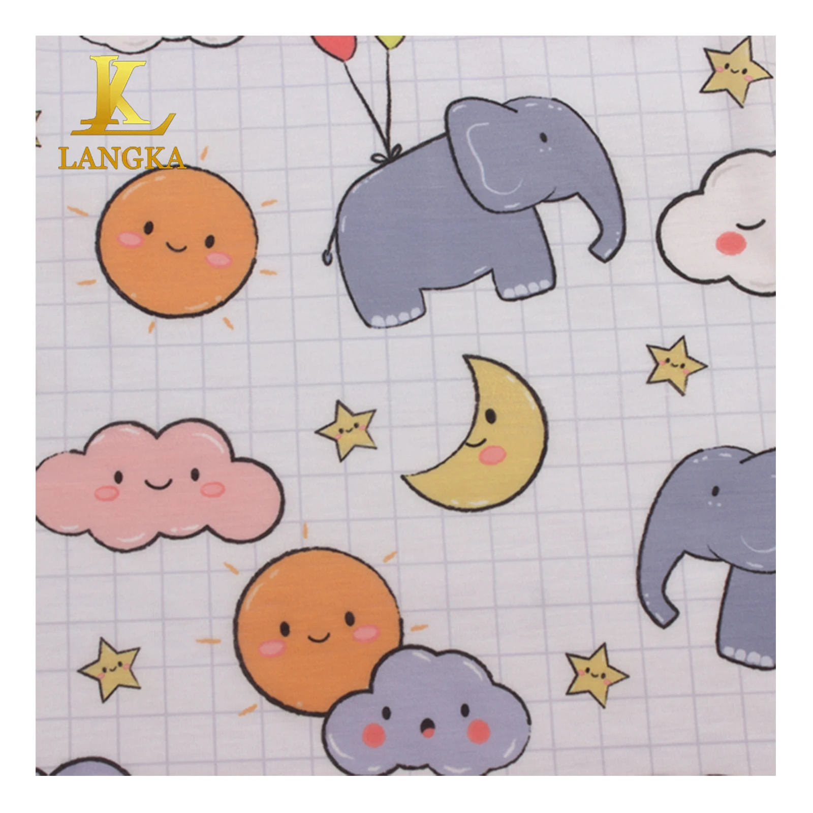 Langka factory custom digital printed 100 percent recycled polyester fabric for garment