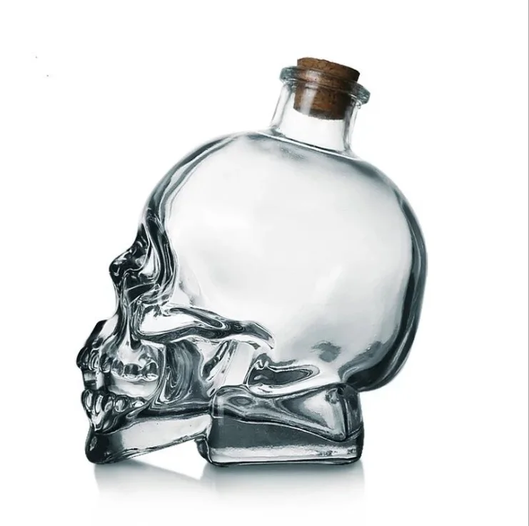 Fancy Shape clear Glass Empty Bottle for Wine with Cork