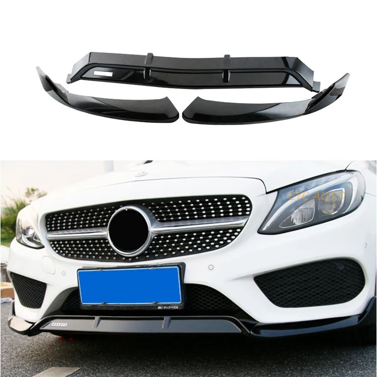 B style front splitter front lip for Mercedes Benz C CLASS W205 sport sedan 2014 2015 2016 2017 2018 2019 2020 2021+