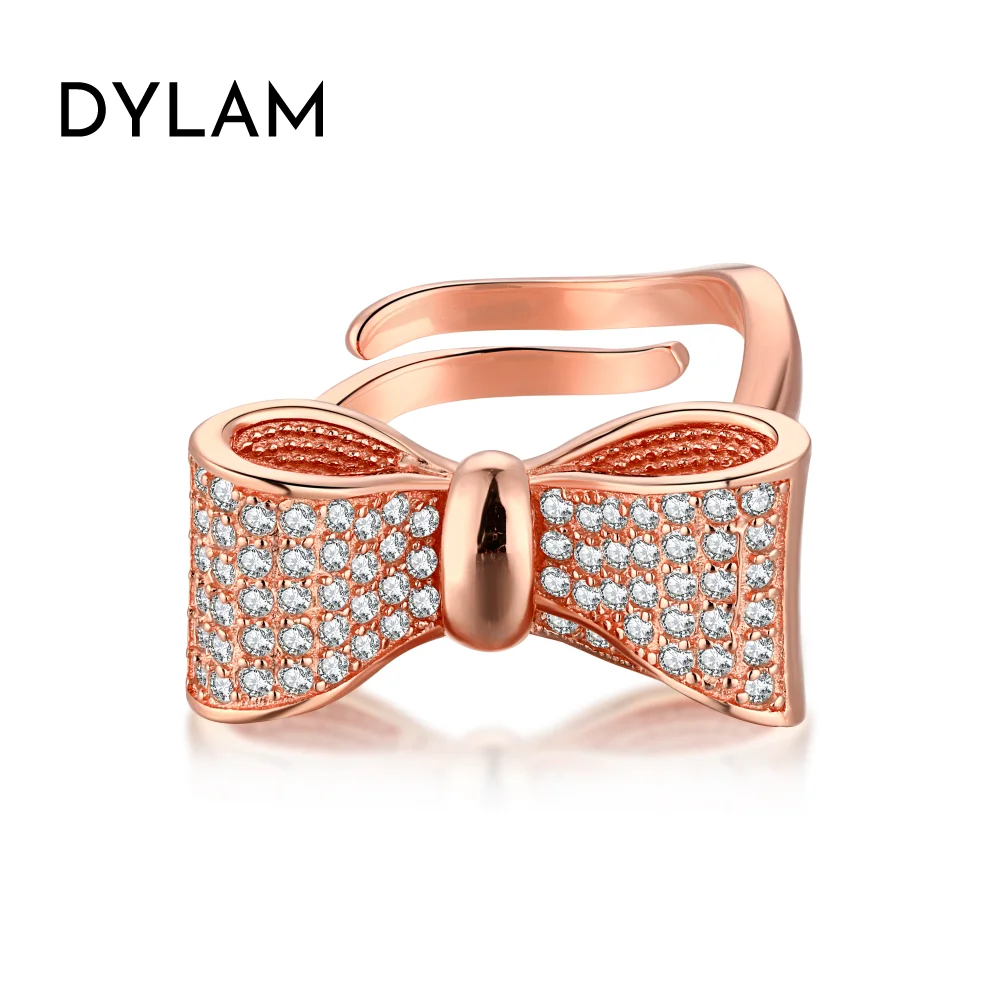 Dylam дизайн банта с открытыми кольцами серебро 925 пробы родиевое и розовое золото серебряные кольца
