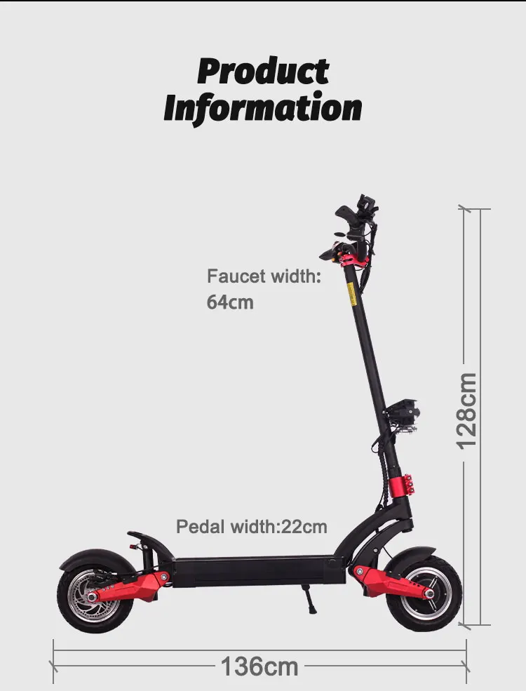 10 Inch Tire Fast Speed Powerful Dual Drive Road Foldable Electric Scooters For Adult
