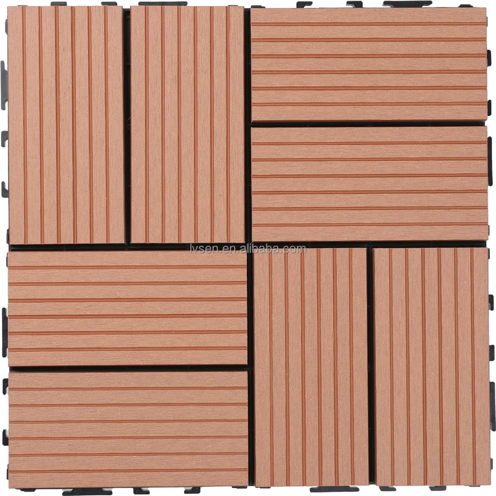 China Supplier Lvsen Interlocking Diy wpc decking tile Wpc Floor 30X30x2.5cm decking tiles outdoor tiles