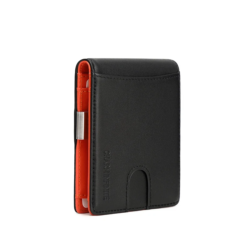Front Pocket Bifold Wallet Men Minimalist RFID Blocking Leather Card Holder With Mens Slim Money Clip