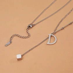 Titanium steel necklace jewelry female new design online celebrity simple letter D pendant sweater chain women luxury necklaces