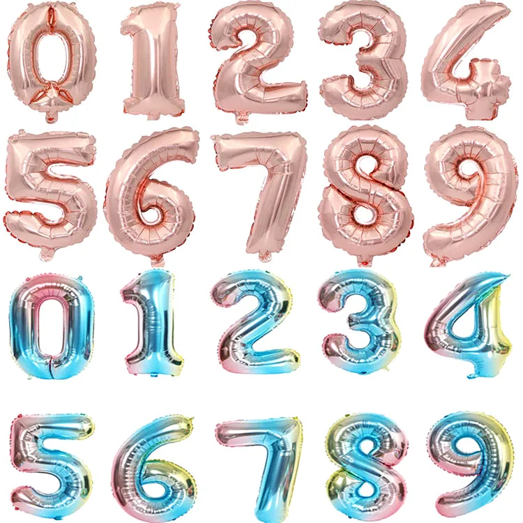 Hot Selling Foil Number Balloon Decoration Colors Large Number Balloons For Party Birthday Decoration Colors Number Balloons