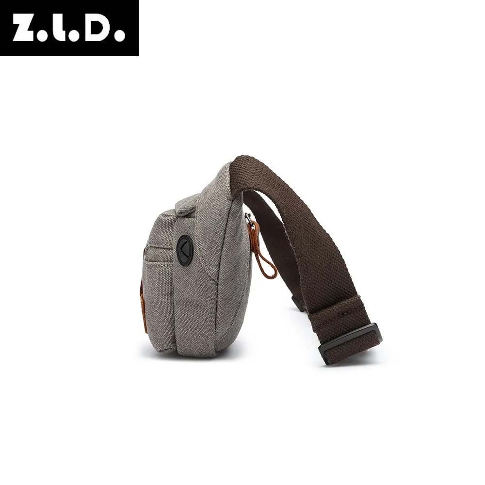 ZUOLUNDUO Solid color canvas leather wallet leather fanny pack for men
