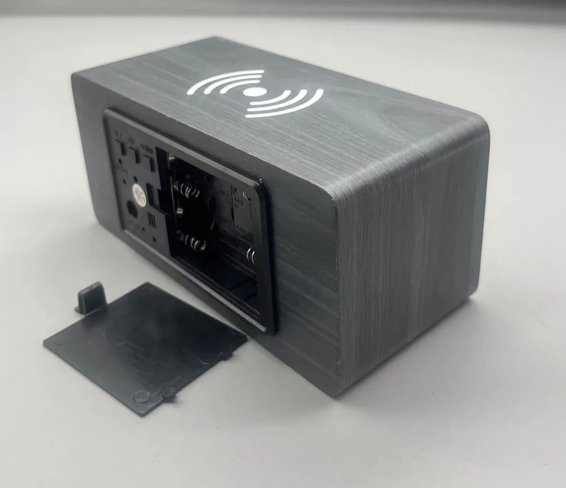 multifunction Wireless Charger LED  Electronic alarm clock Wholesale desktop clock kids wireless charging digital wooden clock