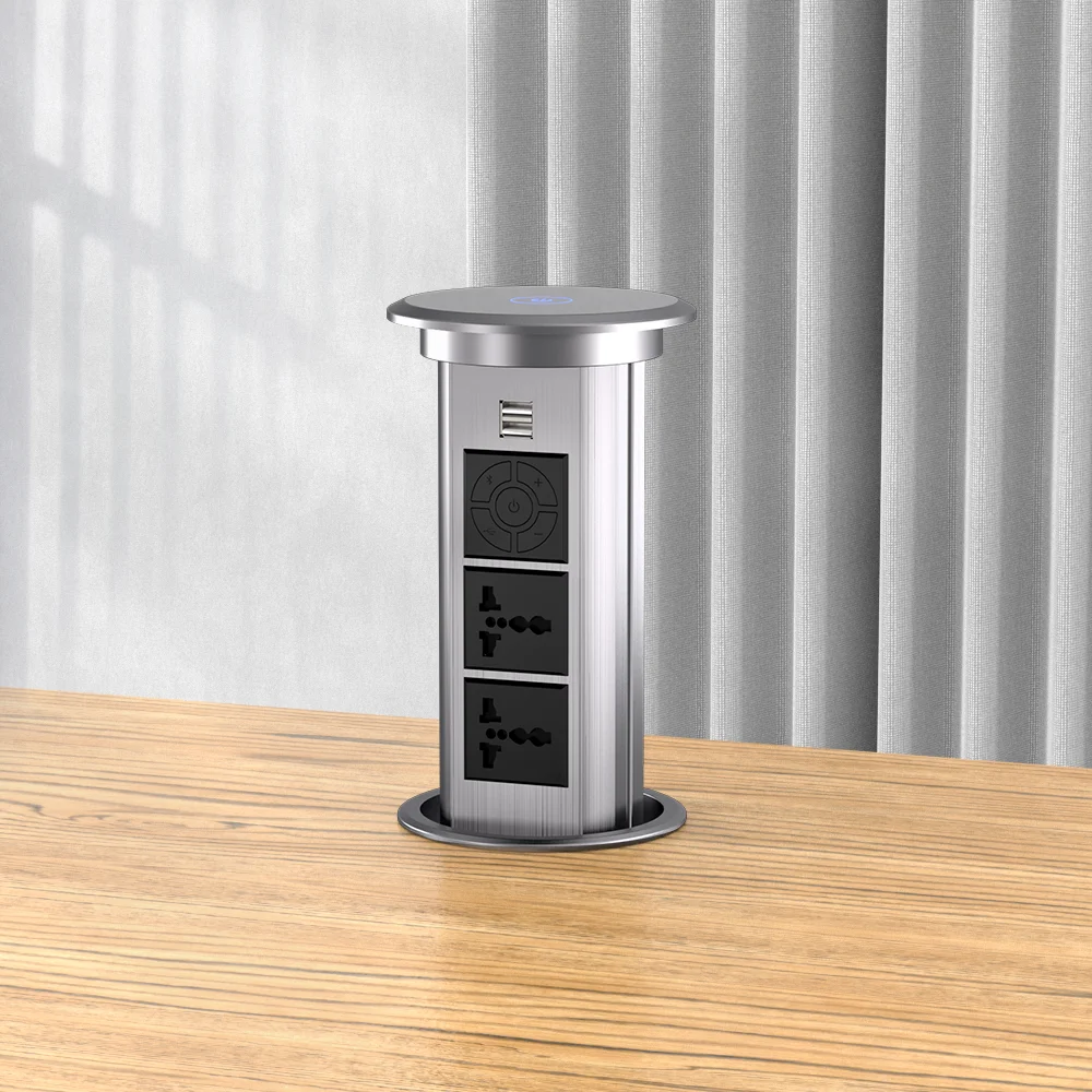 Motorized pop up electrical sockets granite kitchen worktop plugs socket box