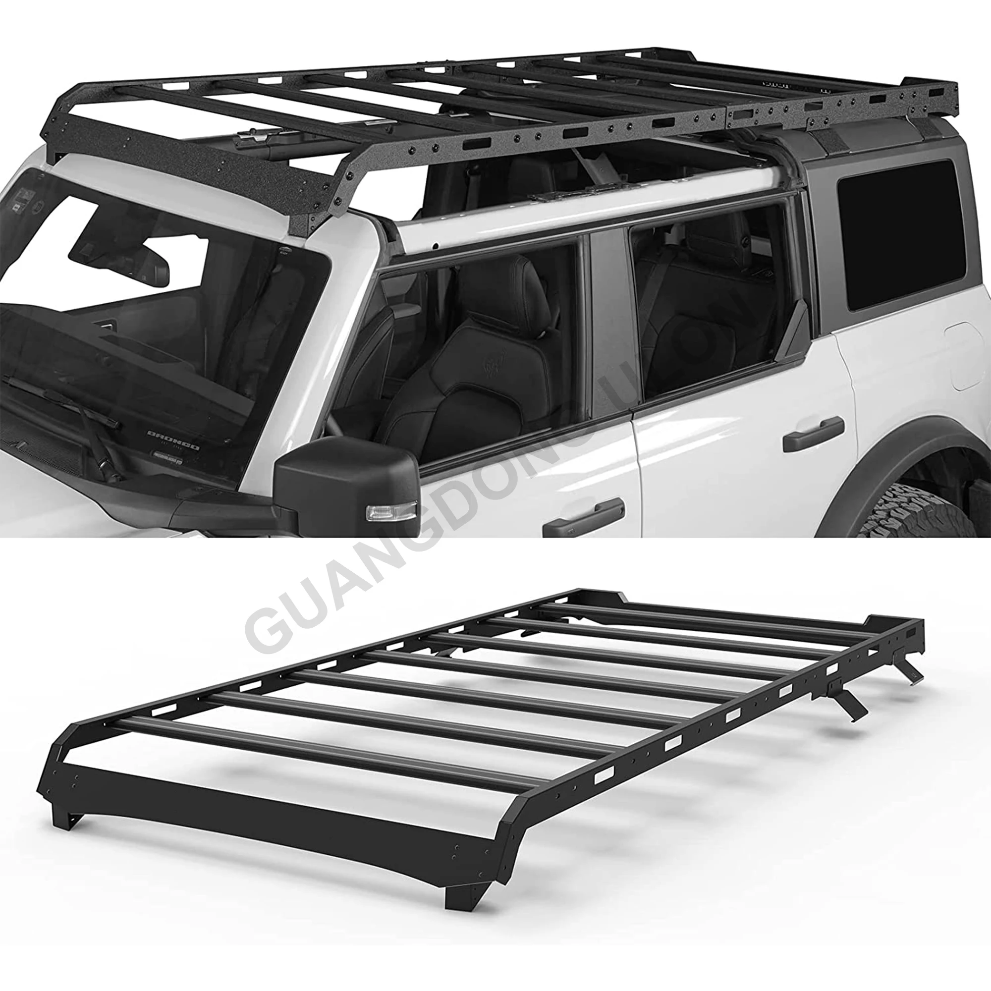 ULON Bronco Roof Rack Full Length Cargo Basket Cross bar for Ford Bronco 4 Door Hardtop 2021 2022 2023