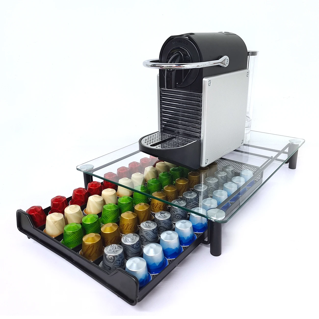 Прозрачное закаленное стекло Nespresso Vertuoline ящик для хранения капсулы 60 капсул
