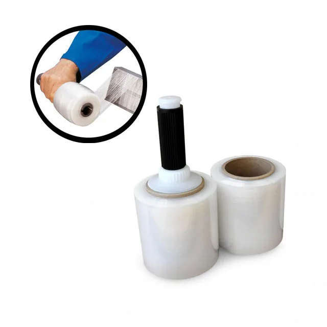 Lldpe 20mic  Clear Plastic Roll Stretch Wrap Film with Plastic Handle