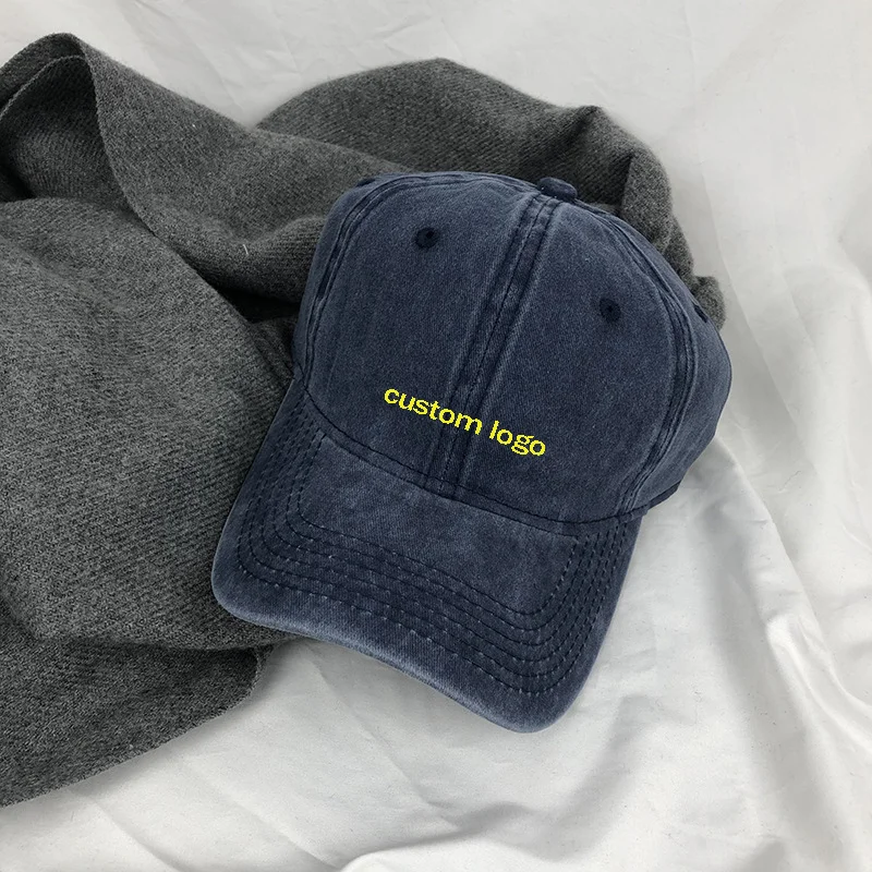Wholesale 6 Panel Sports Caps Untructured Cotton Vintage Gorras Custom Embroidery Logo Baseball Cap Washed Distressed Dad Hats