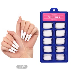 European and American long ballet tips Wear a small blue box full sticker Ballet False Nails Color Solid press on Nail Patch